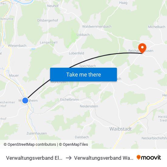 Verwaltungsverband Elsenztal to Verwaltungsverband Waibstadt map