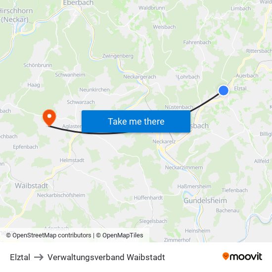 Elztal to Verwaltungsverband Waibstadt map