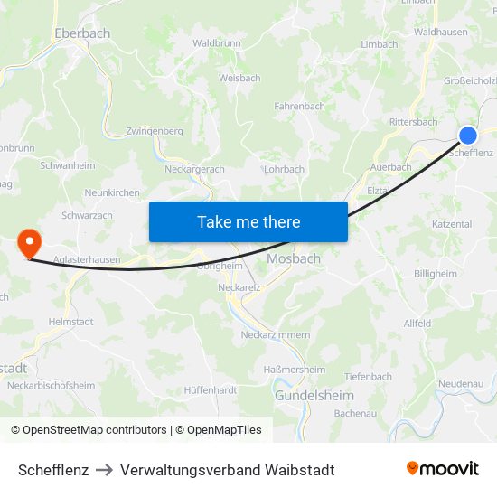 Schefflenz to Verwaltungsverband Waibstadt map
