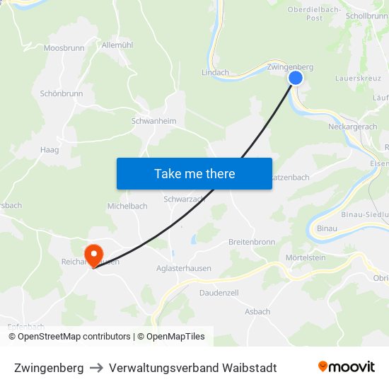 Zwingenberg to Verwaltungsverband Waibstadt map