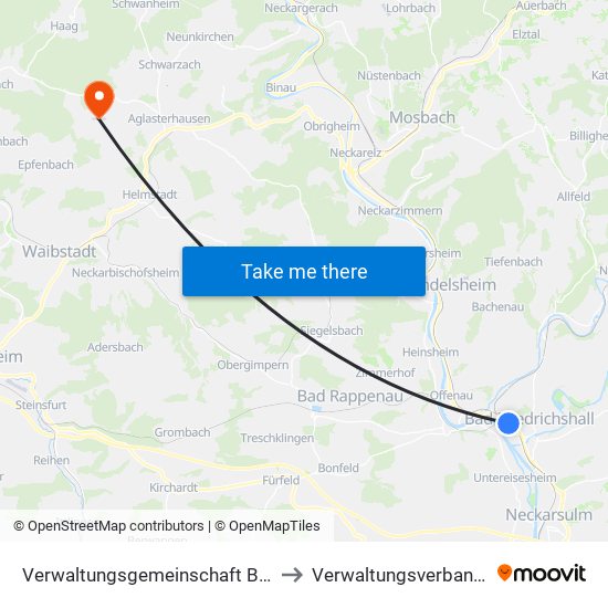 Verwaltungsgemeinschaft Bad Friedrichshall to Verwaltungsverband Waibstadt map