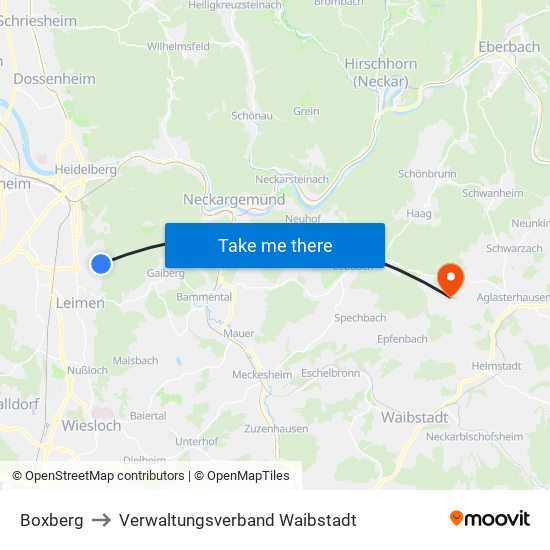 Boxberg to Verwaltungsverband Waibstadt map