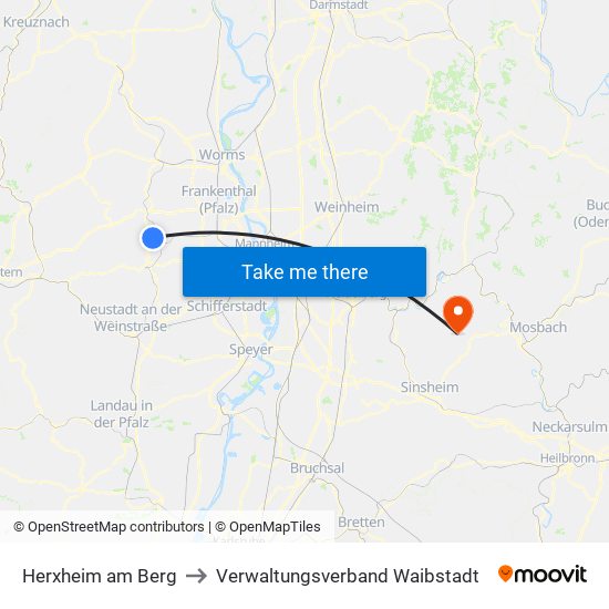 Herxheim am Berg to Verwaltungsverband Waibstadt map