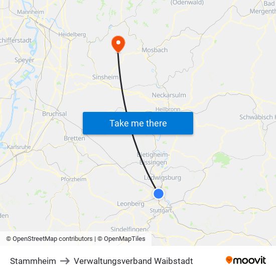 Stammheim to Verwaltungsverband Waibstadt map