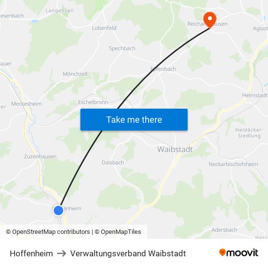 Hoffenheim to Verwaltungsverband Waibstadt map