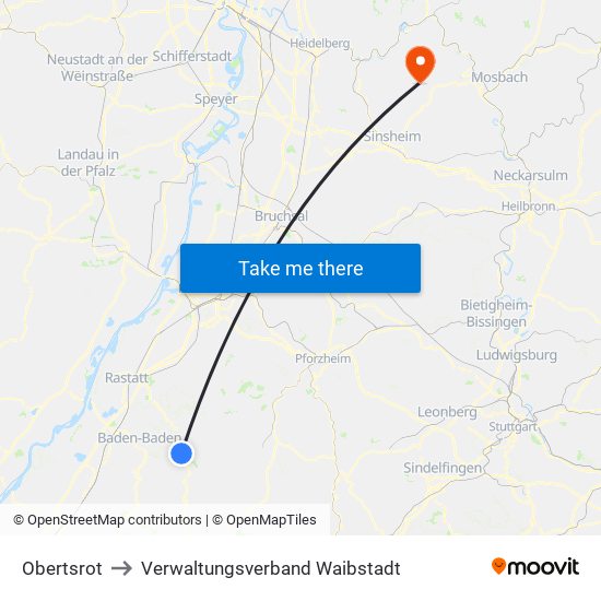 Obertsrot to Verwaltungsverband Waibstadt map