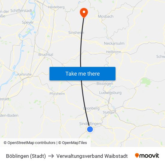 Böblingen (Stadt) to Verwaltungsverband Waibstadt map