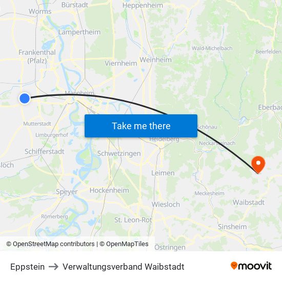 Eppstein to Verwaltungsverband Waibstadt map