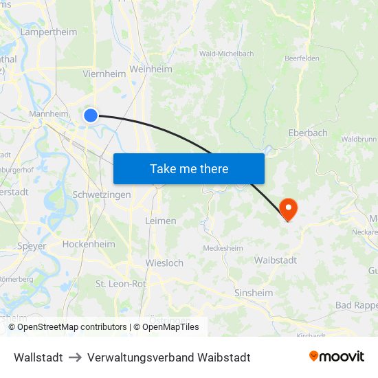 Wallstadt to Verwaltungsverband Waibstadt map
