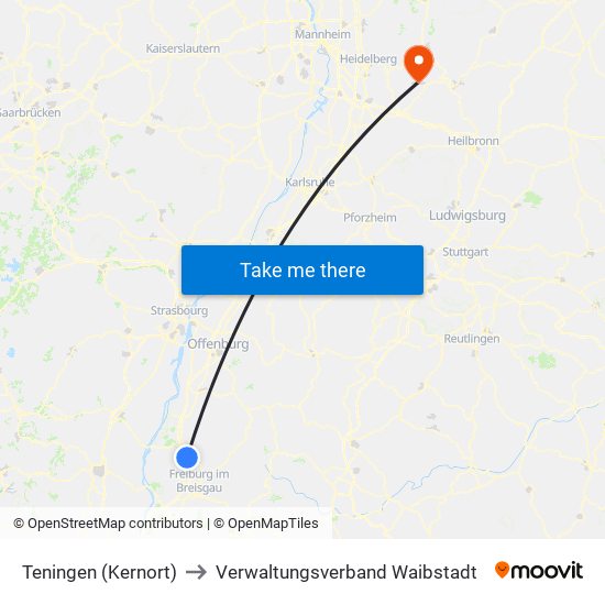 Teningen (Kernort) to Verwaltungsverband Waibstadt map