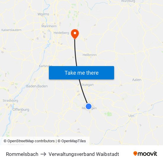 Rommelsbach to Verwaltungsverband Waibstadt map