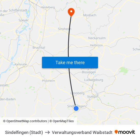 Sindelfingen (Stadt) to Verwaltungsverband Waibstadt map