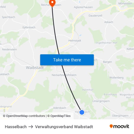 Hasselbach to Verwaltungsverband Waibstadt map