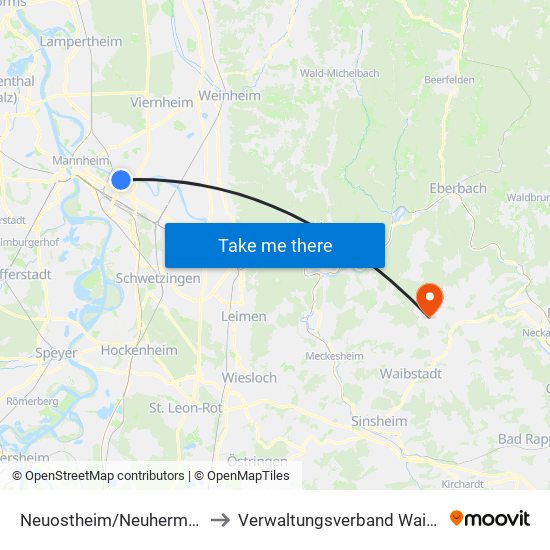 Neuostheim/Neuhermsheim to Verwaltungsverband Waibstadt map