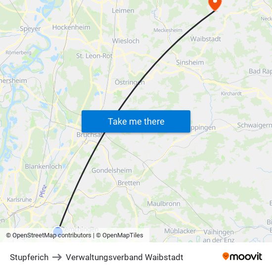 Stupferich to Verwaltungsverband Waibstadt map