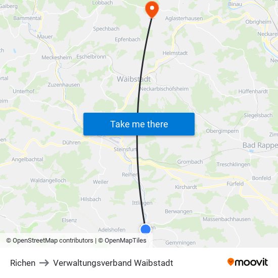 Richen to Verwaltungsverband Waibstadt map