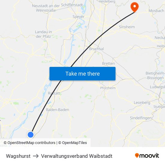 Wagshurst to Verwaltungsverband Waibstadt map