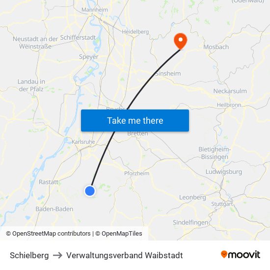 Schielberg to Verwaltungsverband Waibstadt map