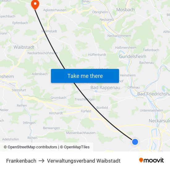 Frankenbach to Verwaltungsverband Waibstadt map