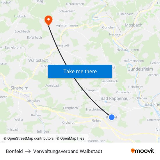 Bonfeld to Verwaltungsverband Waibstadt map