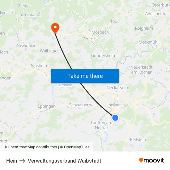 Flein to Verwaltungsverband Waibstadt map