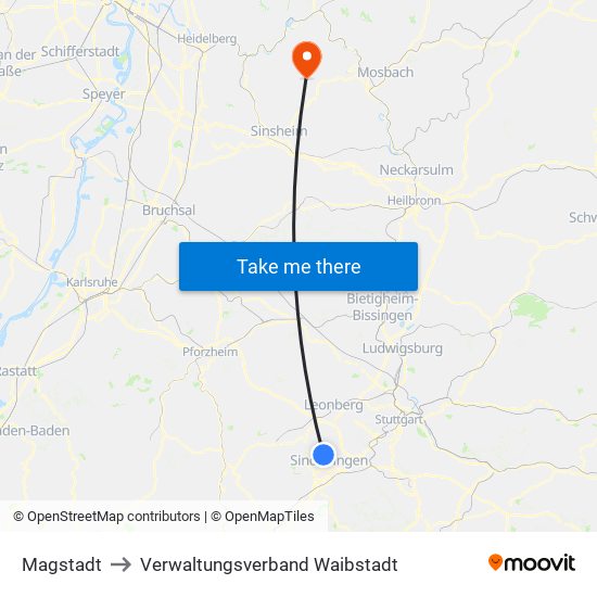 Magstadt to Verwaltungsverband Waibstadt map