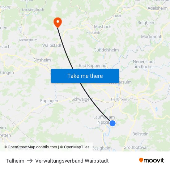 Talheim to Verwaltungsverband Waibstadt map