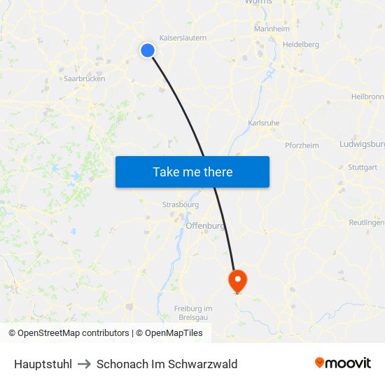 Hauptstuhl to Schonach Im Schwarzwald map