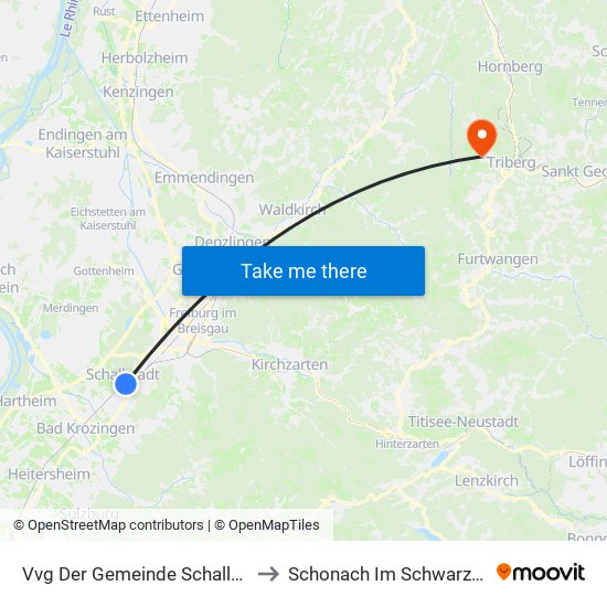 Vvg Der Gemeinde Schallstadt to Schonach Im Schwarzwald map