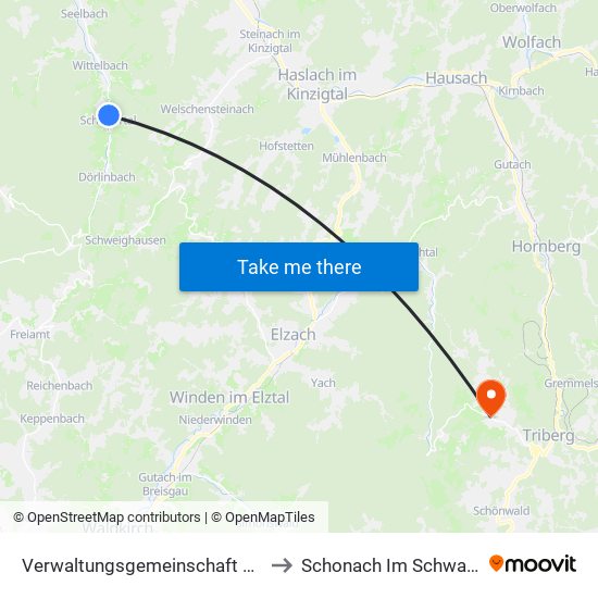 Verwaltungsgemeinschaft Seelbach to Schonach Im Schwarzwald map