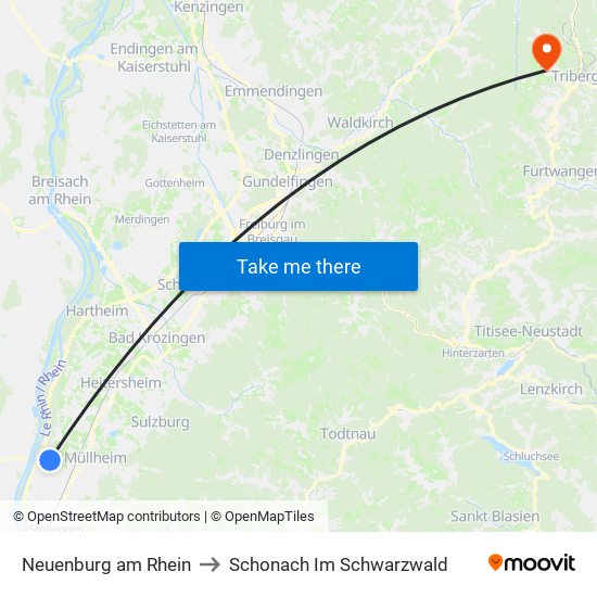 Neuenburg am Rhein to Schonach Im Schwarzwald map