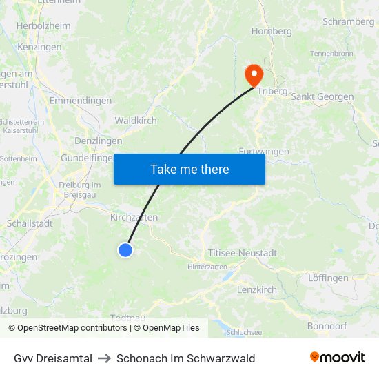 Gvv Dreisamtal to Schonach Im Schwarzwald map