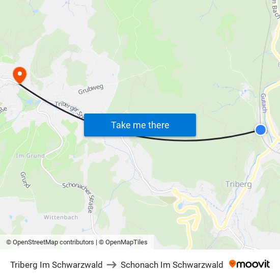Triberg Im Schwarzwald to Schonach Im Schwarzwald map