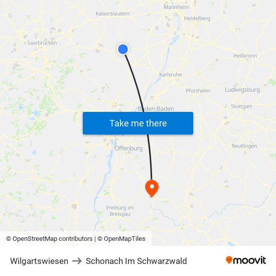 Wilgartswiesen to Schonach Im Schwarzwald map