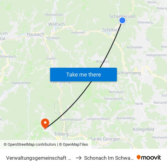 Verwaltungsgemeinschaft Schiltach to Schonach Im Schwarzwald map