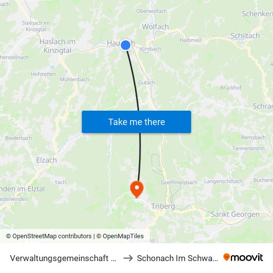 Verwaltungsgemeinschaft Hausach to Schonach Im Schwarzwald map