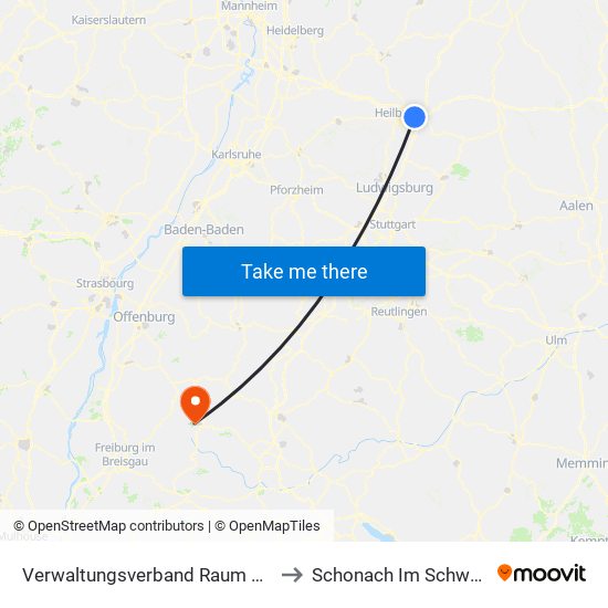 Verwaltungsverband Raum Weinsberg to Schonach Im Schwarzwald map