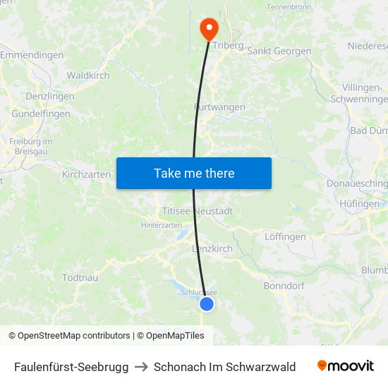 Faulenfürst-Seebrugg to Schonach Im Schwarzwald map