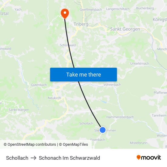 Schollach to Schonach Im Schwarzwald map