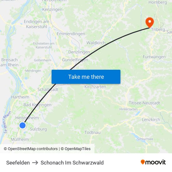 Seefelden to Schonach Im Schwarzwald map