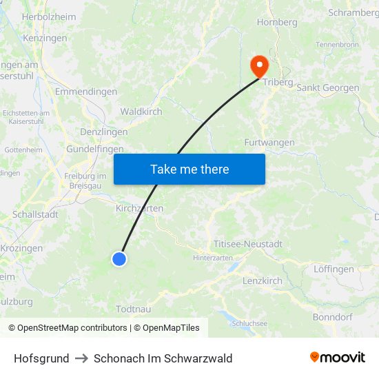 Hofsgrund to Schonach Im Schwarzwald map