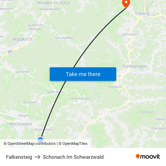 Falkensteig to Schonach Im Schwarzwald map