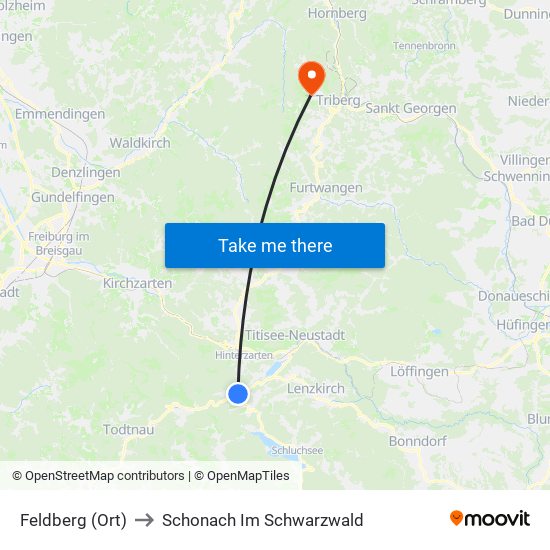 Feldberg (Ort) to Schonach Im Schwarzwald map