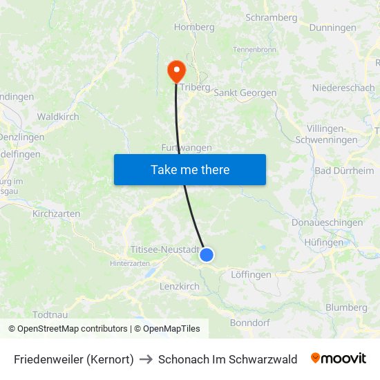 Friedenweiler (Kernort) to Schonach Im Schwarzwald map