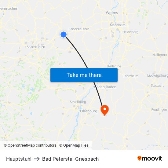 Hauptstuhl to Bad Peterstal-Griesbach map