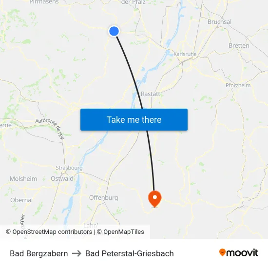 Bad Bergzabern to Bad Peterstal-Griesbach map
