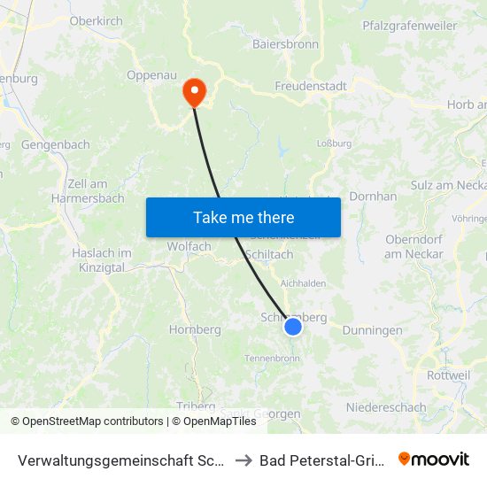 Verwaltungsgemeinschaft Schramberg to Bad Peterstal-Griesbach map