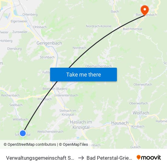 Verwaltungsgemeinschaft Seelbach to Bad Peterstal-Griesbach map