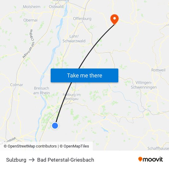 Sulzburg to Bad Peterstal-Griesbach map