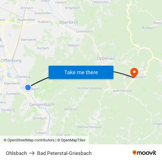 Ohlsbach to Bad Peterstal-Griesbach map